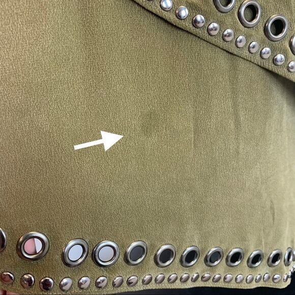 HAUTE Hippie Military green grommets silk dress Sz XS - Picture 12 of 14